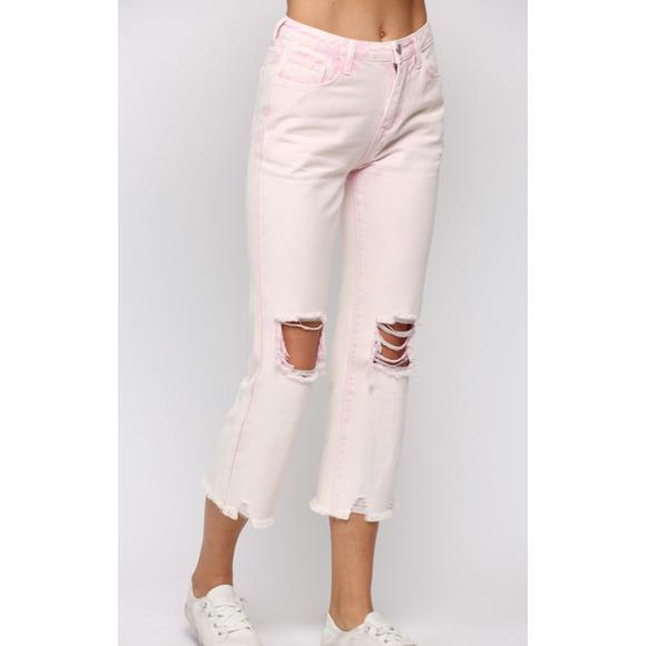 NEW FATE fate distressed denim in washed pink - Picture 2 of 3